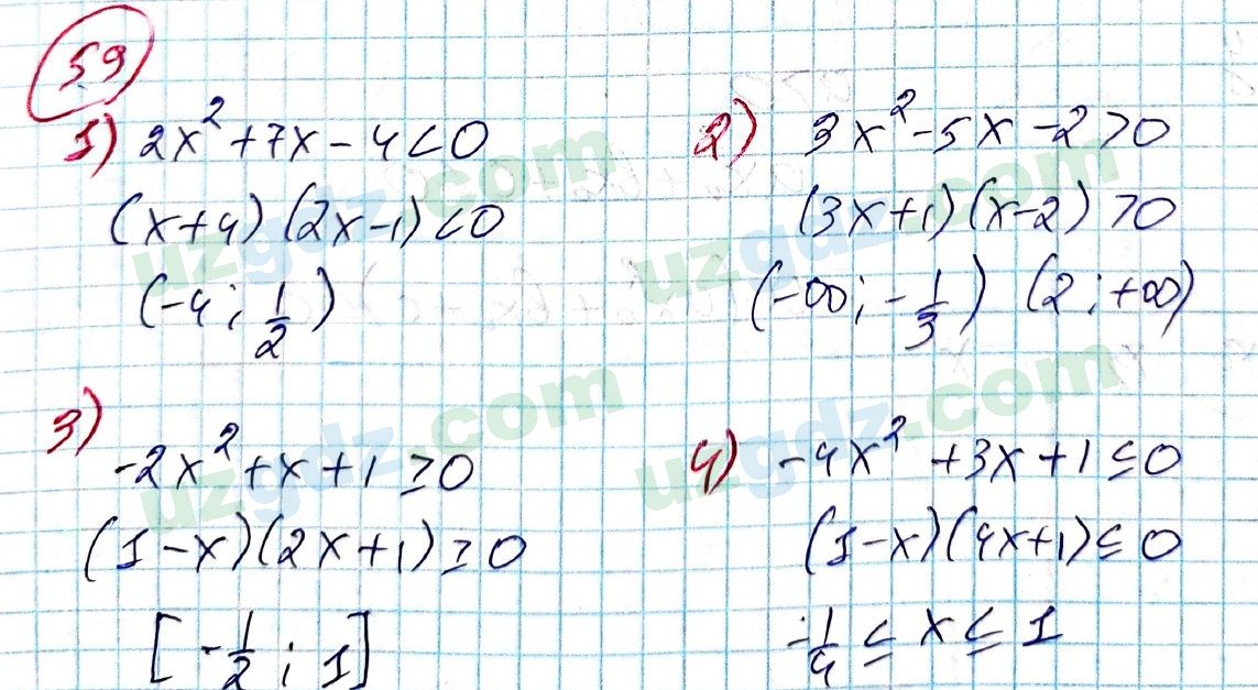 Алгебра Алимов 9 класс 2019 Упражнение 59