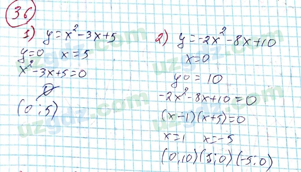 Алгебра Алимов 9 класс 2019 Упражнение 36
