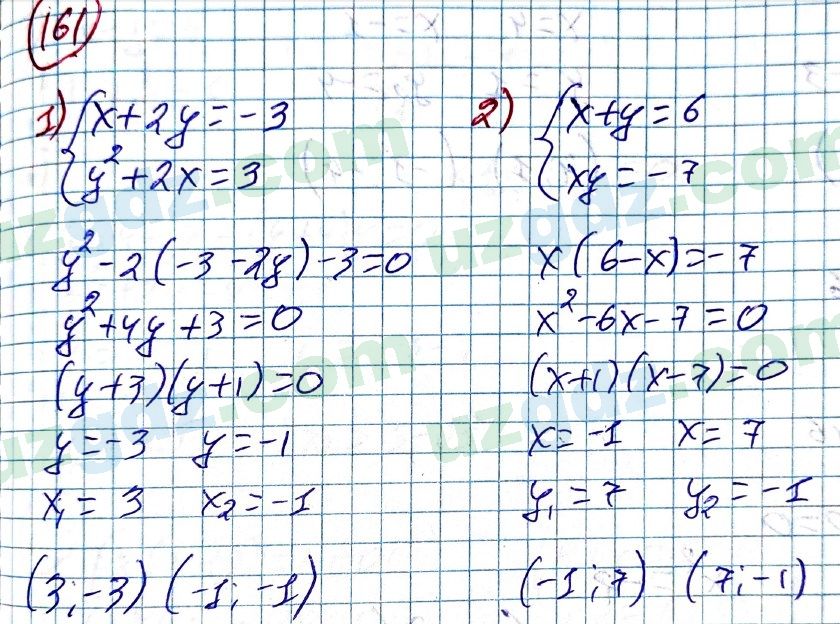 Алгебра Алимов 9 класс 2019 Упражнение 161