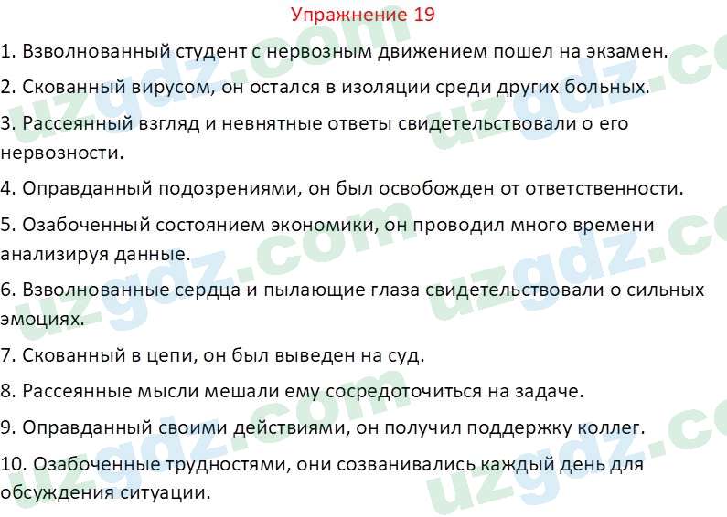 Русский язык Рахматуллаева Г. М. 10 класс 2017 Упражнение 19