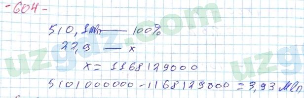Математика Хайдаров 5 класс 2020 Упражнение 604